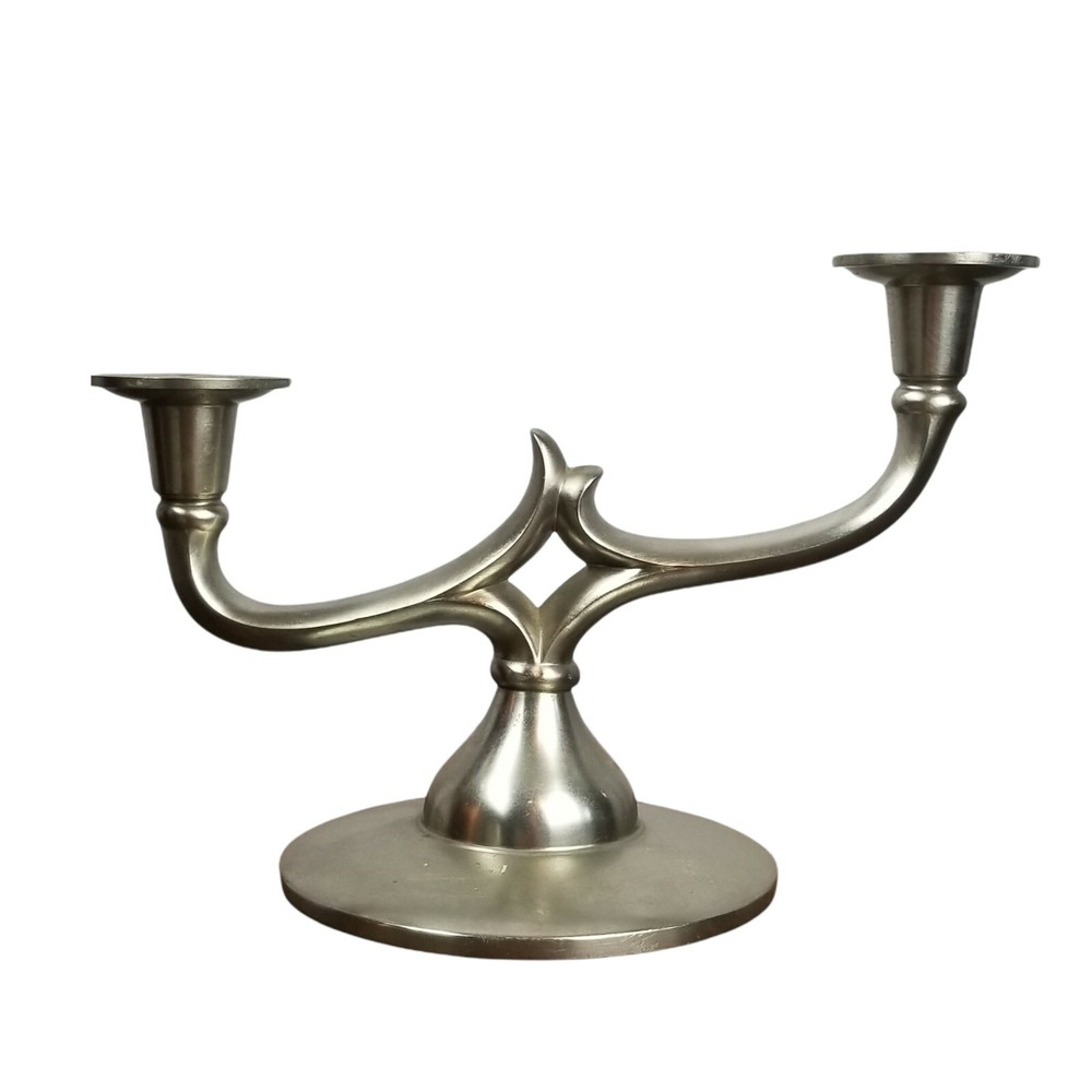 Metawa Pewter Holland 2‎ Arm Silver Candelabra Candle Holder Pewter Candlestick